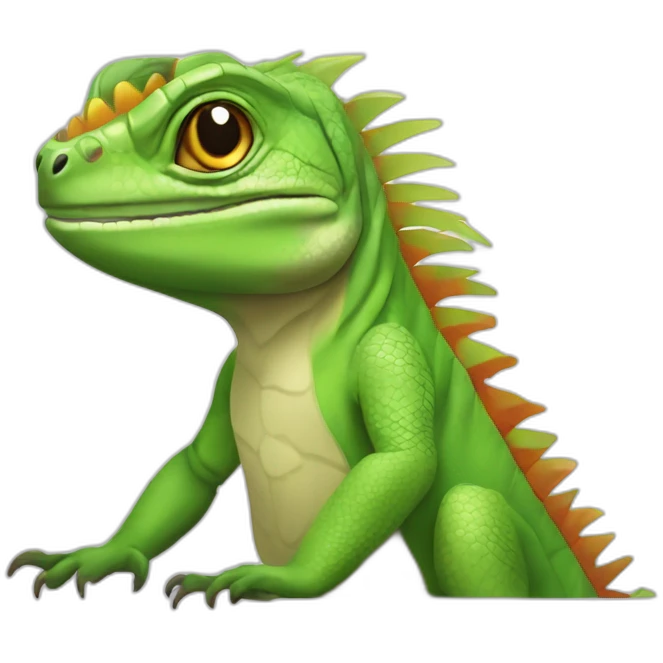 una iguana con una caguama emoji