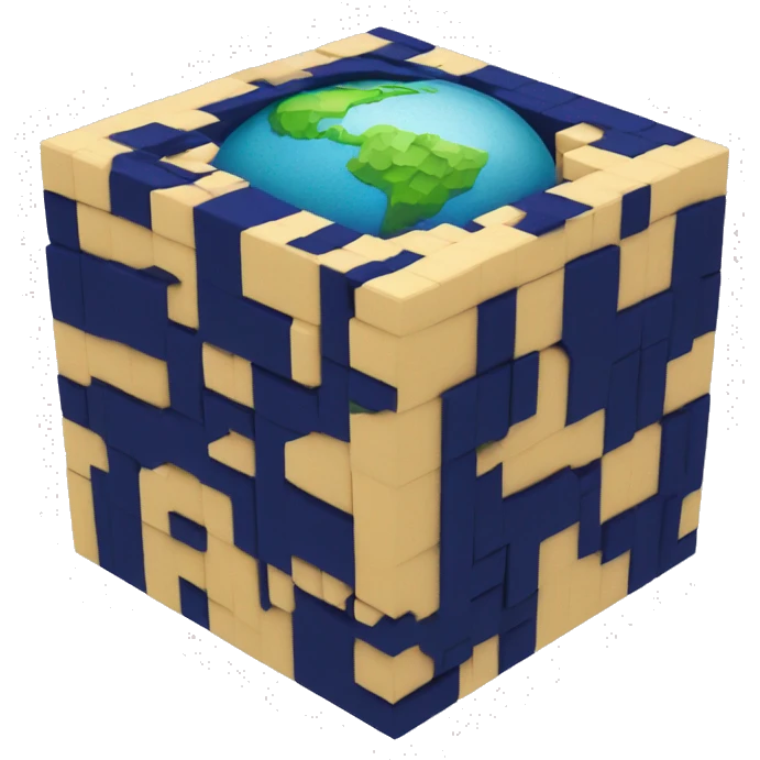 Cube earth made of voxels emoji