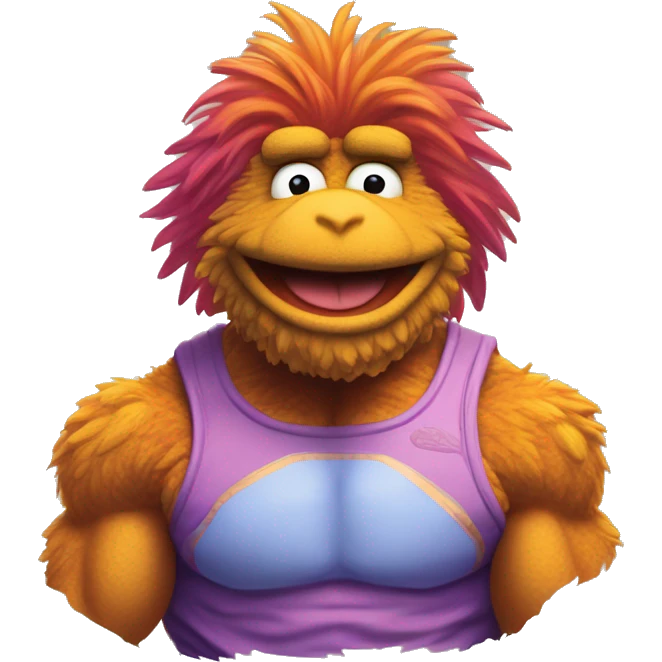 Attractive Detailed image of  fraggle rocks hot muscle trainer sunset colored emoji