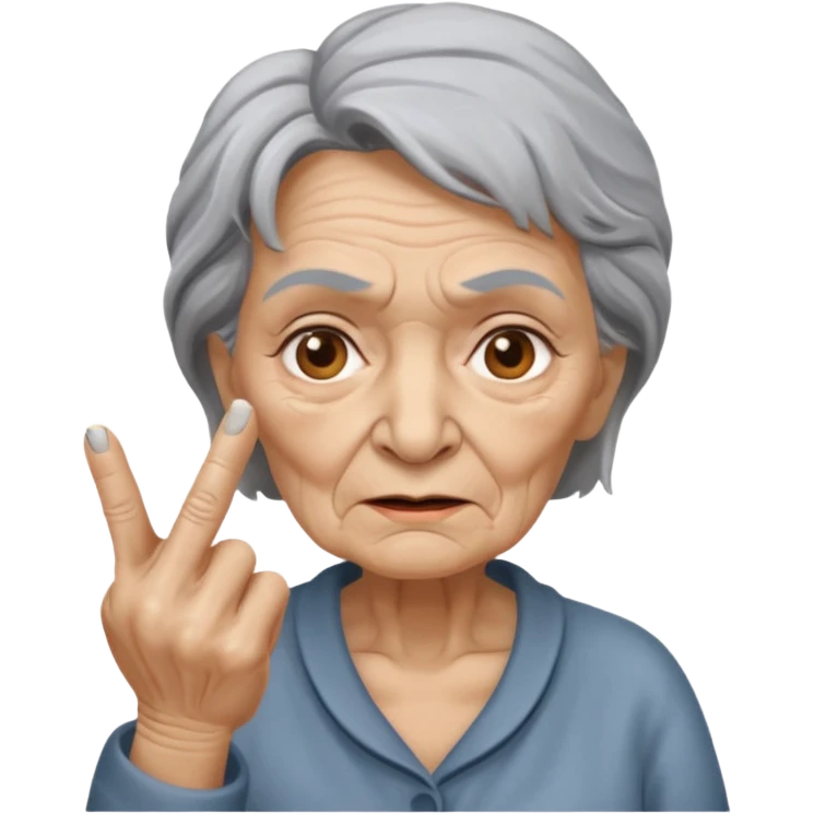 mittelfinger die eine oma zeigt  emoji