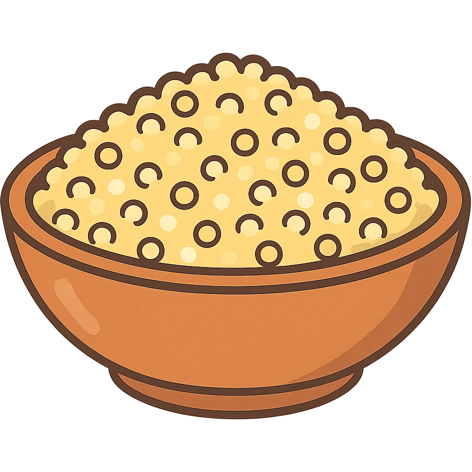 flat toon style quinoa grains in a bowl, no background emoji