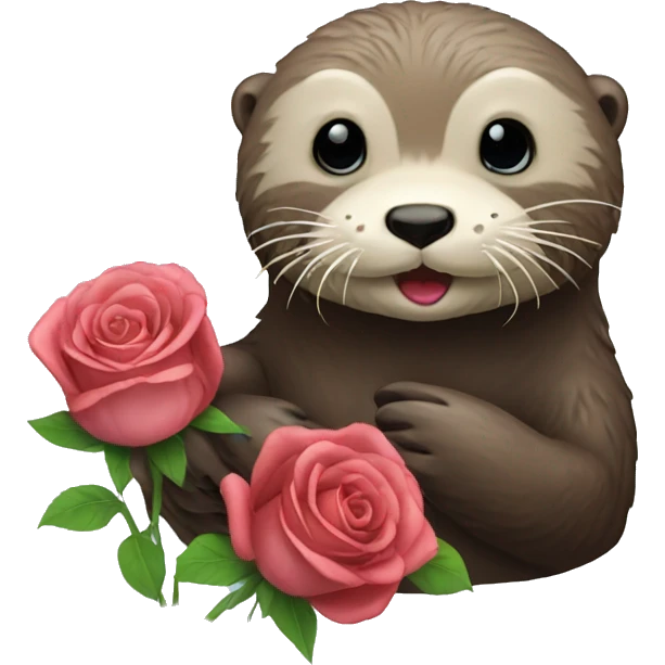 Sea otter with rose emoji