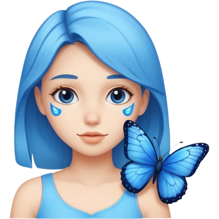 Girl have Blue butterfly  emoji