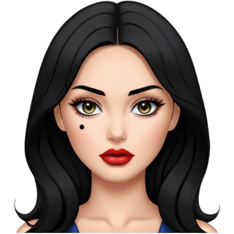 “Emoji girl, femme fatale, black hair. megan fox vibes emoji
