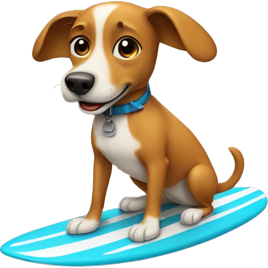 Dog riding a surf board  emoji