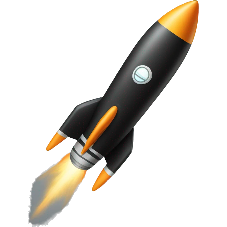 A black rocket that takes off, with the symbol 0 drawn on it. emoji