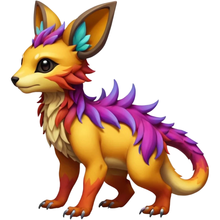 Rare realistic exotic cute epic pretty beautiful handsome gorgeous aesthetic colorful vibrant Vernid-Protogen-Primagen-Wickerbeast-species-Fakemon-creature by LiLaiRa, random markings, tufted ears, full body emoji