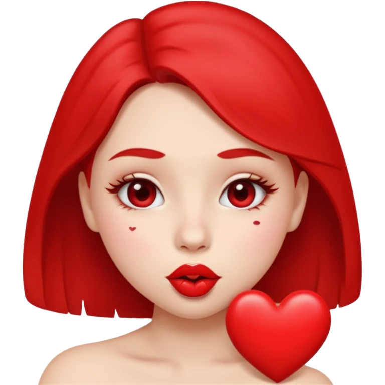 Emoji, girl's face blowing a kiss, puckered lips, small heart emoji