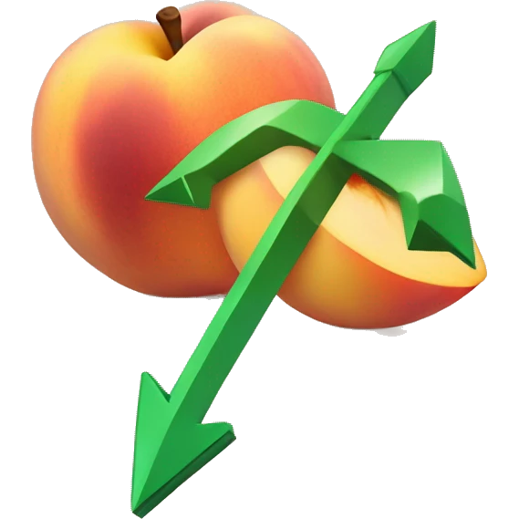 arrow pointing to peach emoji