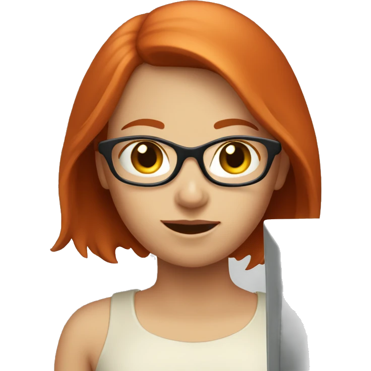 A red-haired girl with a computer. emoji