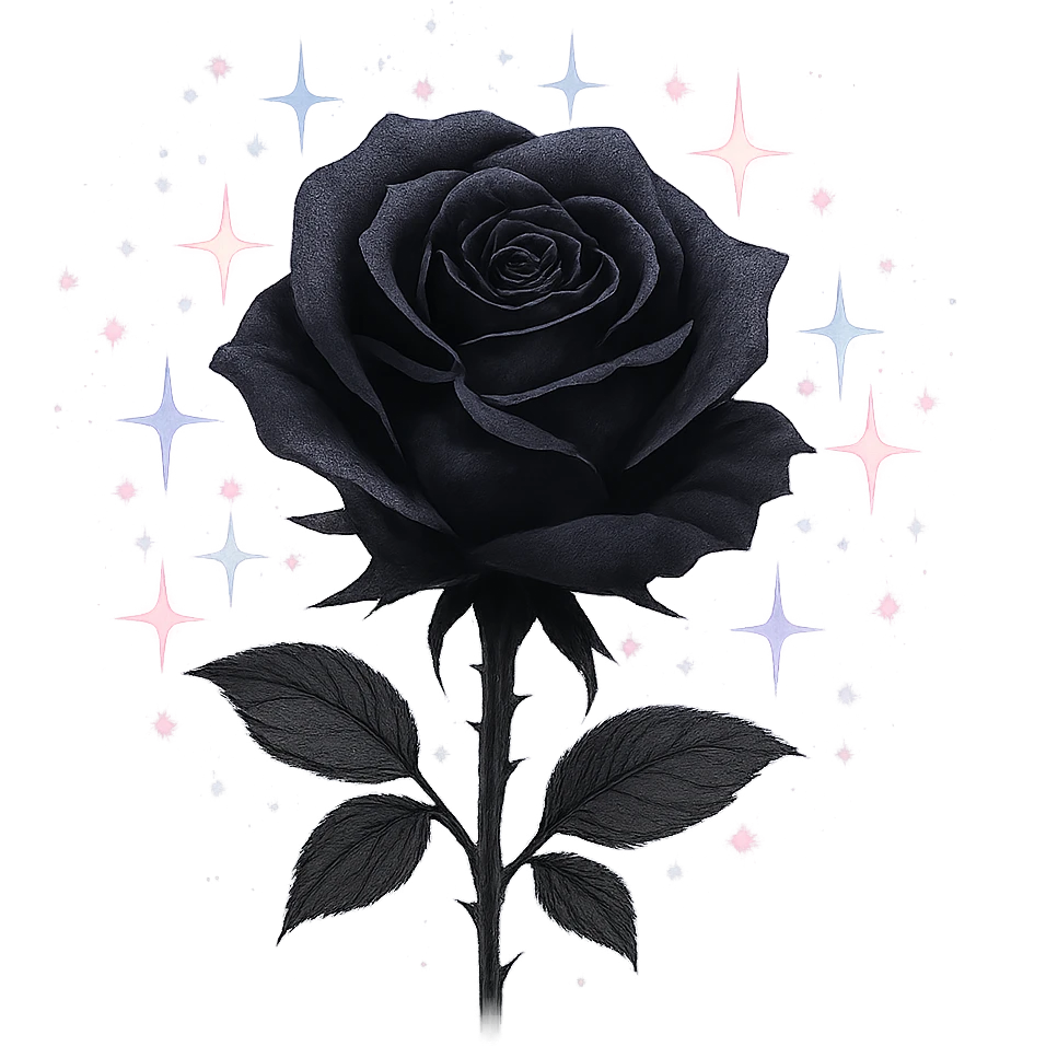 emo black rose with pastel sparkles emoji
