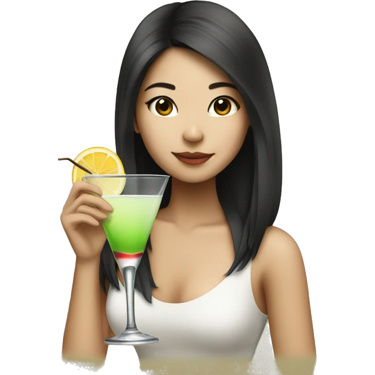 Pretty Asian girl drinking martini emoji