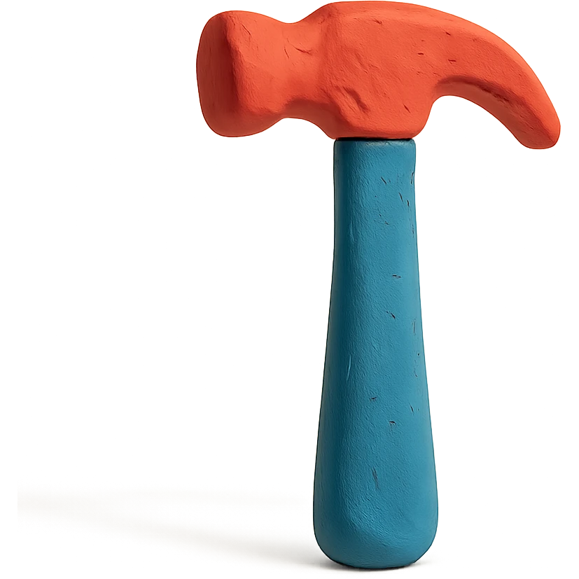 claymation style hammer emoji