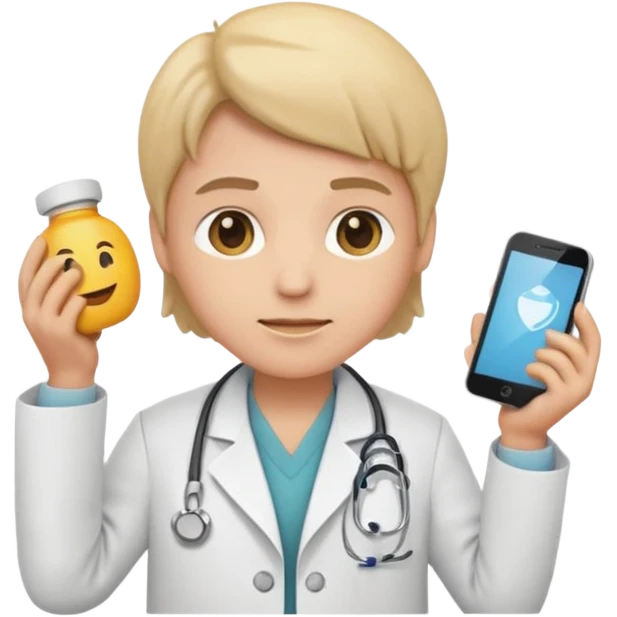 emoji comprando con traje de doctora emoji