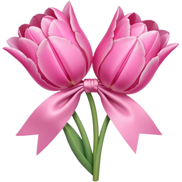 Pink tulips with a bow emoji