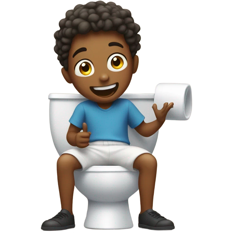 Boy singing a song on toilet emoji