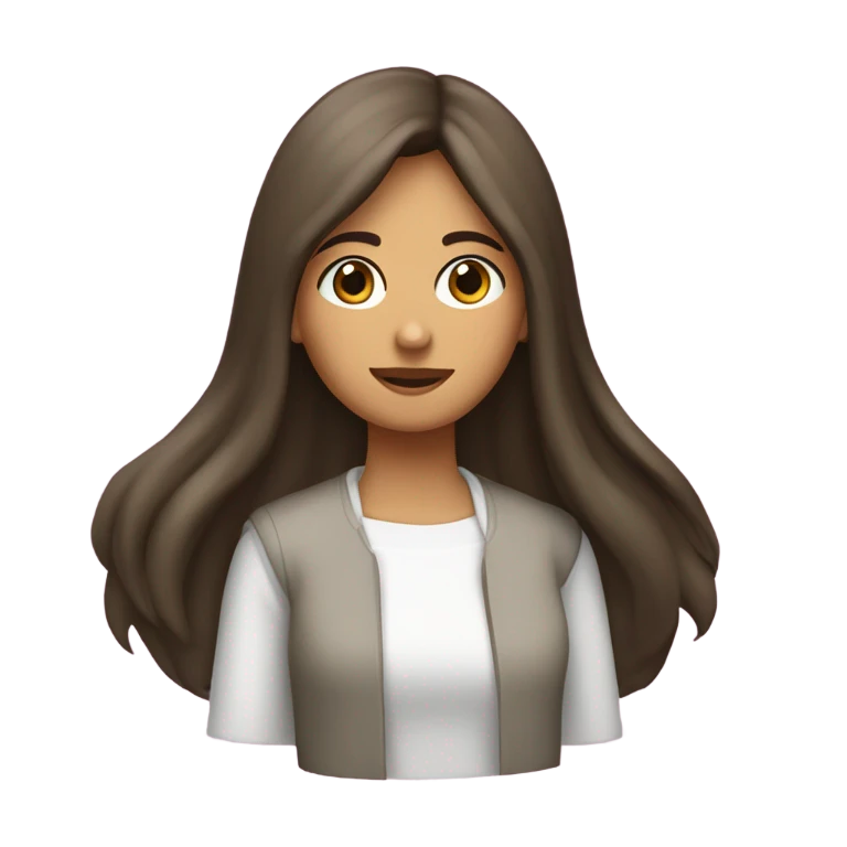 Chica morena con pelo largo y una rasgada en la ceja emoji