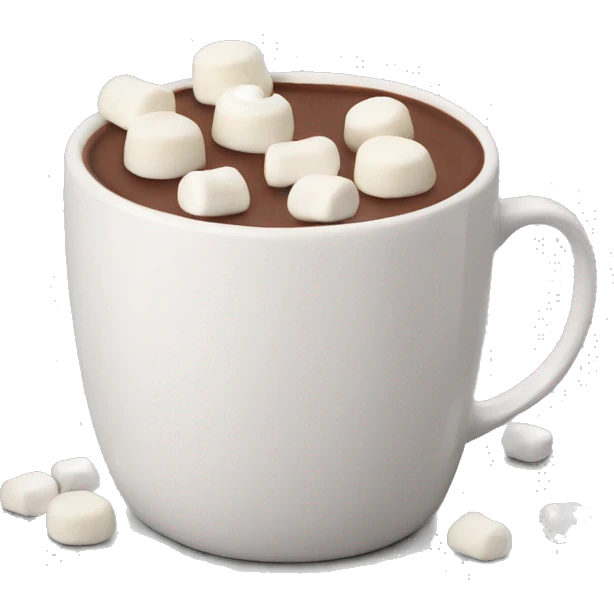 Hot chocolate mug with mini marshmallows on top  emoji