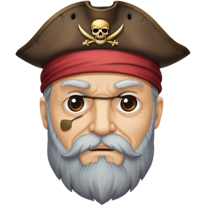 old bearded pirate with eye patch and pirate hat emoji