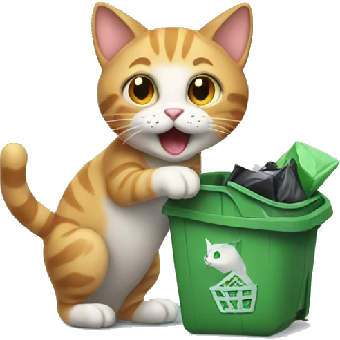cat playing with trash emoji