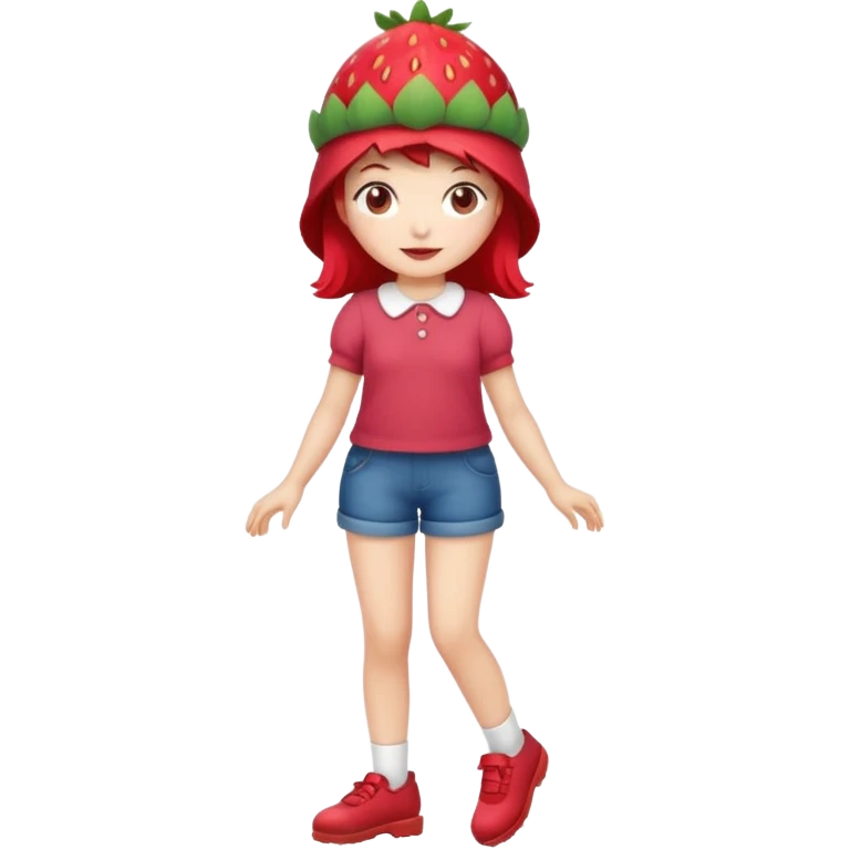 Strawberry shortcake human girl full body and legs with a strawberry hat on her hair without a cake emoji