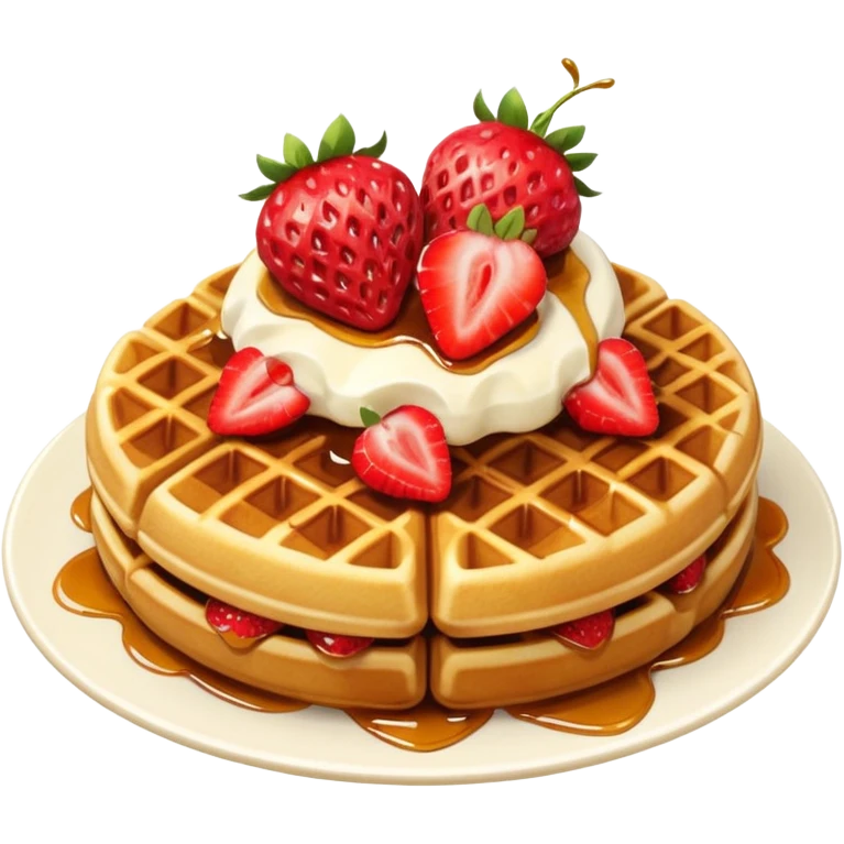 Waffle with strawberries on top emoji emoji