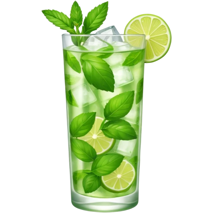 Mojito – tall glass with lime, mint leaves, and ice emoji