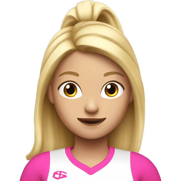 Blondie girl in in pink clothes that is doing sport emoji