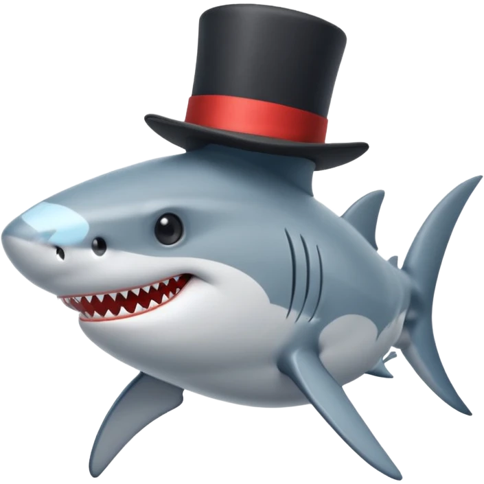 Shark with a top hat emoji