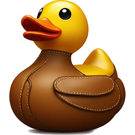 Leather rubber duck with luxury stitching emoji
