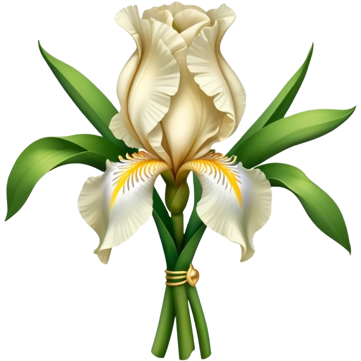 big bouquet Cream Iris, luxuriant, leaf, bud emoji