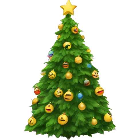 Christmas tree in living room with presents under it  emoji