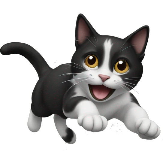 jumping black and white cat emoji