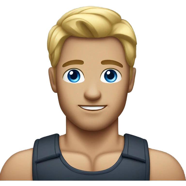 Dark Blonde blue eyed muscular man emoji