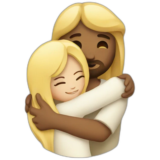 Jesus hugging a blonde girl emoji