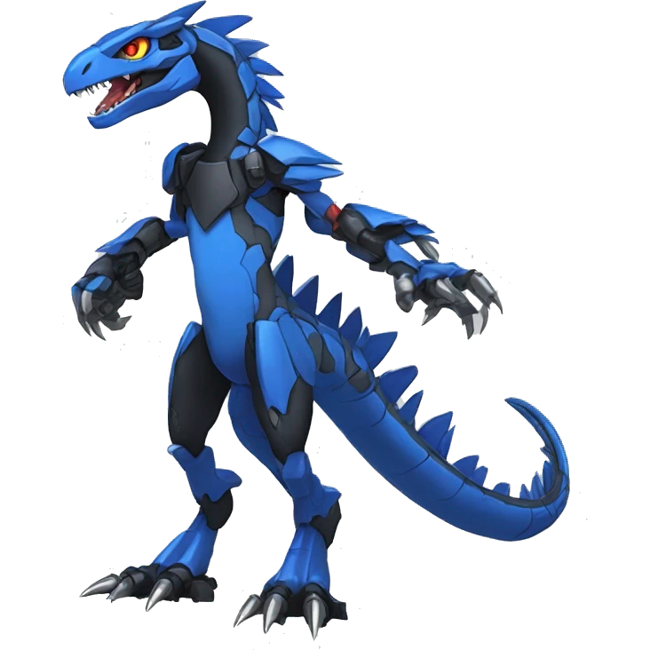  Cool Edgy Black Blue Digimon-Fakemon-Guilmon-Velociraptor-Dragon-Mecha full body emoji
