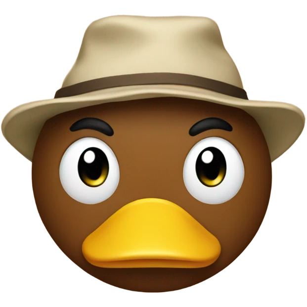 a bean smiling wearing a duck hat emoji