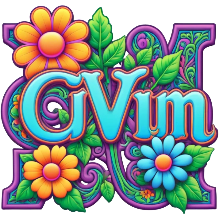 3D, gothic style psychedelic colored word “Gwynn” with hippie style flower border emoji