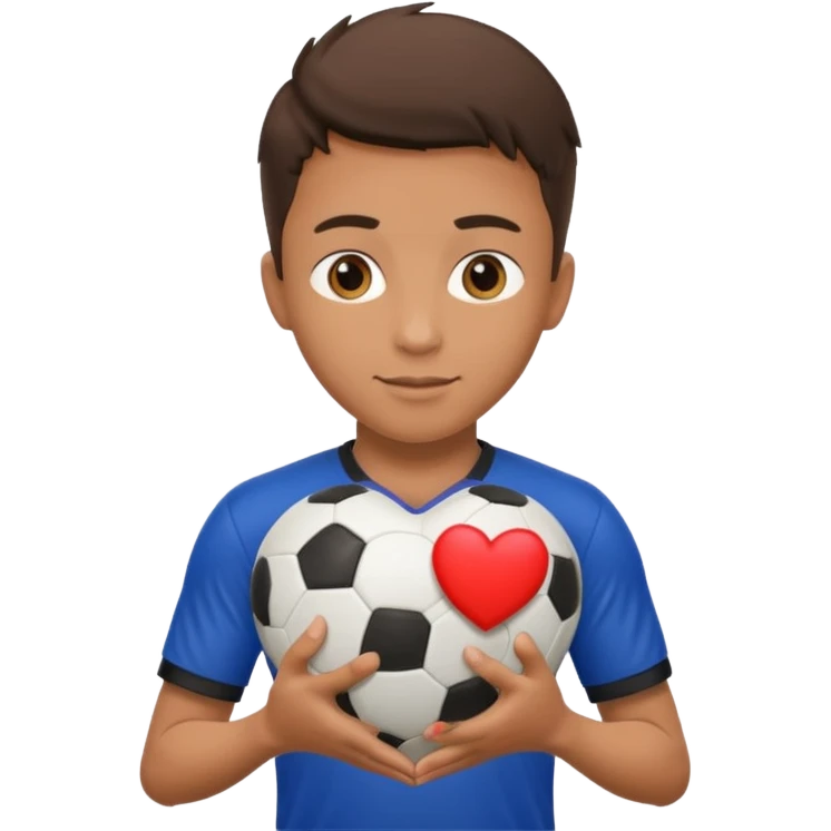 عکس یک فوتبالیست با یک توپ فوتبال به دست که توپ فوتبال دستش مثل  قلبه emoji
