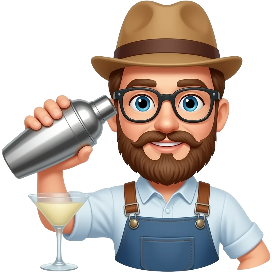 a bartender emoji with a hipster had and a shaker emoji