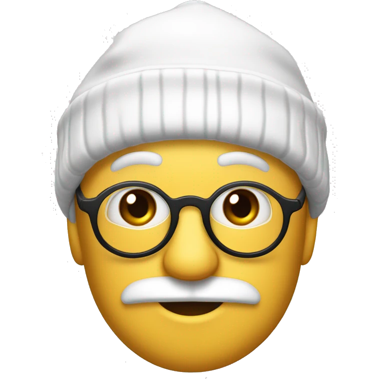 Père Noël blanc mignon avec un tuque et lunettes dorées  emoji