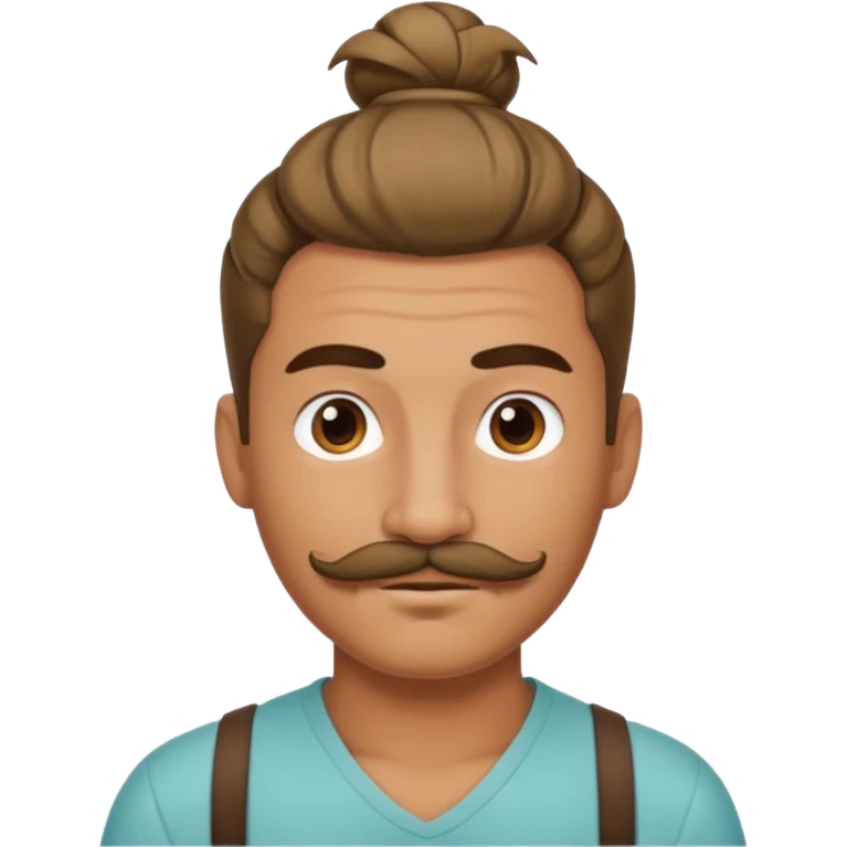bun hair man and mustache emoji
