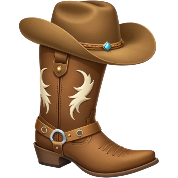 Emojis de botas vaqueras con un sombrero arriba emoji