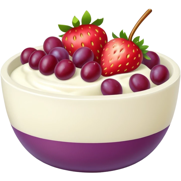 yoghurt bowl with grapes and strawberries  emoji