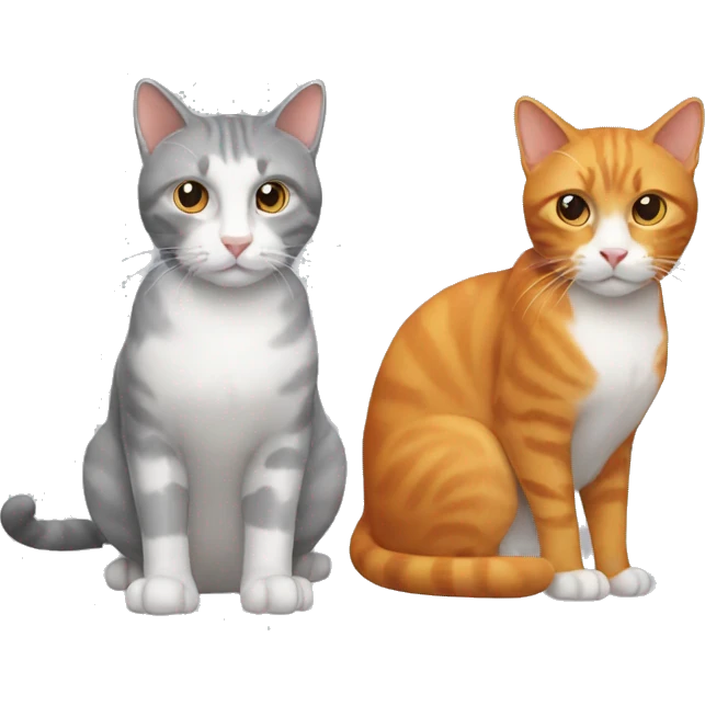 two cats, one gray and one ginger  emoji