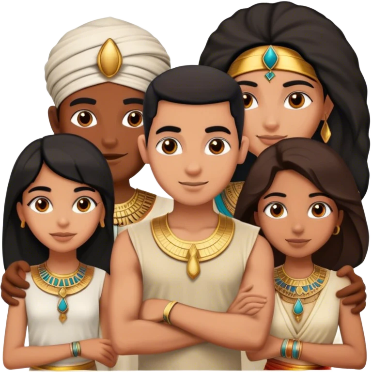 5 best friends, 1 Egyptian man, 1 indian girl 1 persian girl 1 moroccan boy 1 black boy emoji