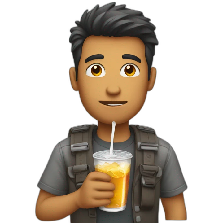 guy drinking soda emoji