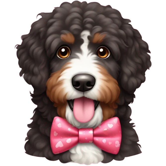 Bernedoodle dressed for Valentine’s Day emoji