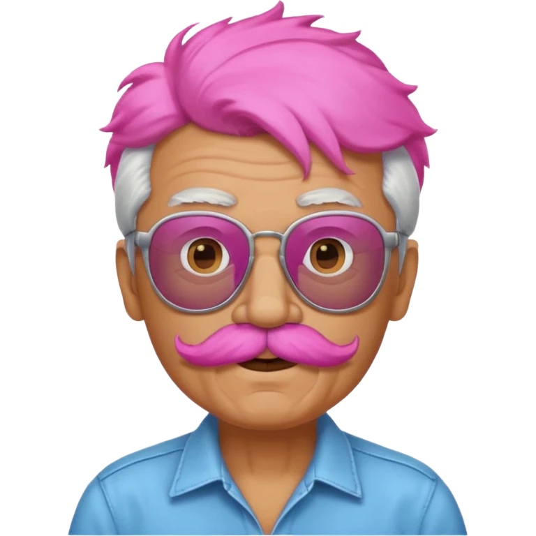 old guy with funny hair and shades and pink mustache emoji