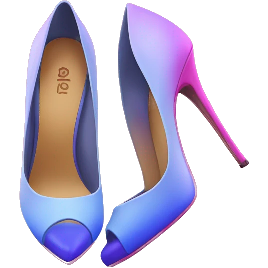 Realistic isolated top view of a pair of hot pink to periwinkle ombre pointed peep toe high heel shoes.  emoji